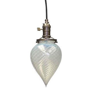 Iridescent Teardrop Vaseline Glass Pendant Light For Sale