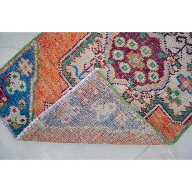 Terra Cotta 1970s Hand Knotted Small Oushak Rug Mini Rug Mat Entry Decor Bath Mat - 1'7" X 2'9" For Sale - Image 8 of 12