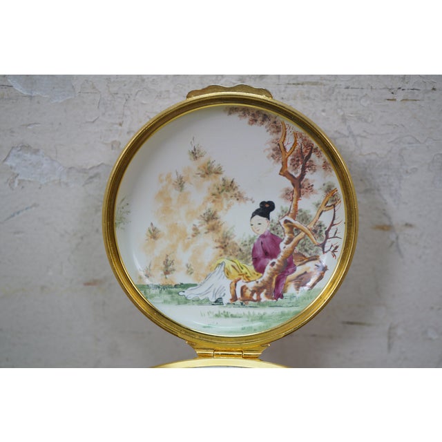White Mid 20th Century Halcyon Days England Chinese Chinoiserie Enamel Keepsake Box 2.5" For Sale - Image 8 of 13