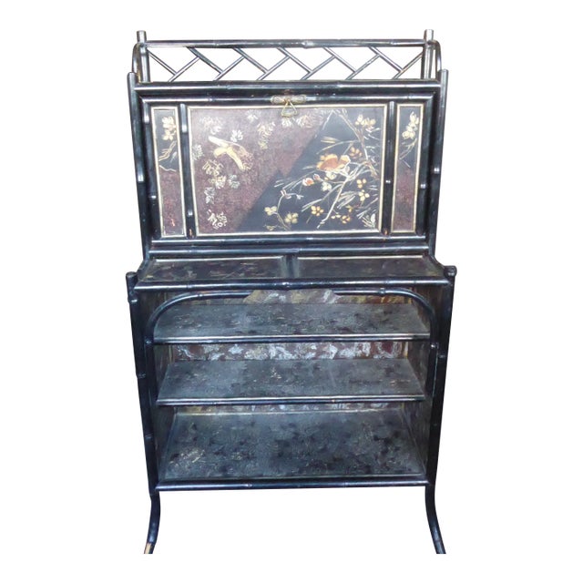 19th Century Japanned Bamboo Fall Front Desk For Sale