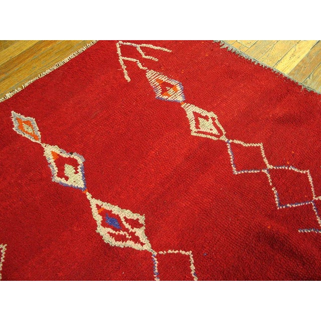 Moroccan 1950s Red Geometric Vintage Moroccan Beni Ourain Rug 5' 10" X 13' 3" Handknotted Wool Carpet For Sale - Image 3 of 5