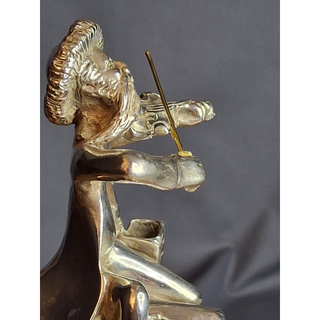 Vintage Sterling Silver 925 Fiddler on the Roof Figurine on Marble Base 6.5" For Sale - Image 13 of 18