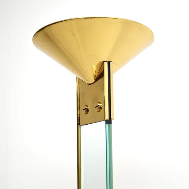 1970s Vintage Italian Brass and Glass Floor Lamp attributed to Max Baguara for Lamperti, 1970 For Sale - Image 5 of 8