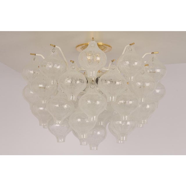 Wonderful onion-shaped tulipe glass chandelier or flush mount. A large number of hand-blown glasses were suspended on a...
