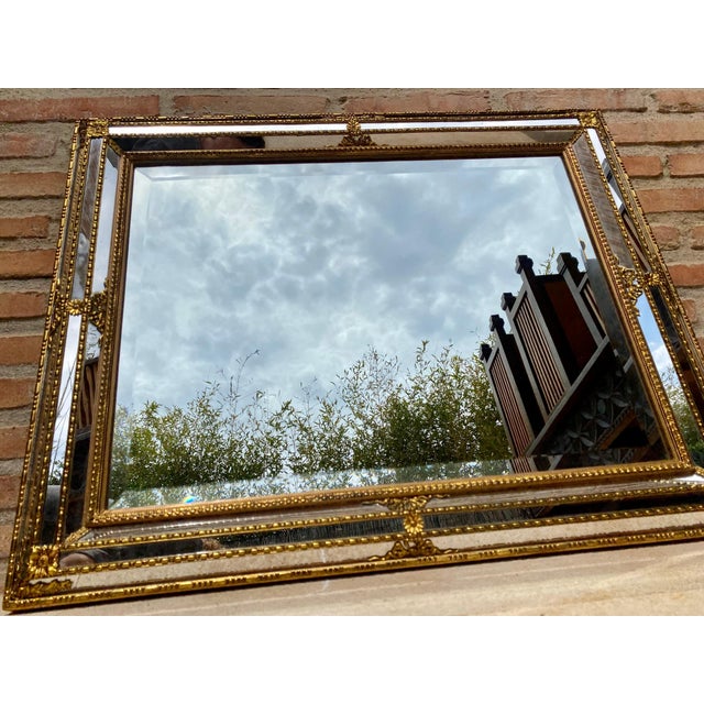 French Directoire Gilded Carved Wood Wall Mirror, 1940s For Sale - Image 17 of 18