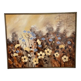 Lee Reynolds Mid 20th Century Oil Painting on Canvas of Poppy WildFlowers For Sale