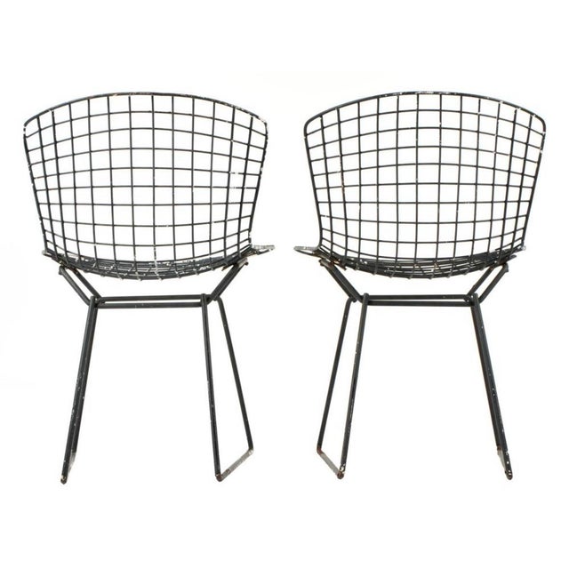 Mid 20th Century Black Aluminum Dining Chairs Attributed to Bertoia for Knoll- Set of Four For Sale - Image 11 of 12
