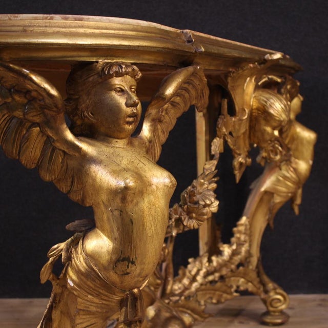 1920s 20th Century Italian Gilded Console, 1920s For Sale - Image 5 of 12