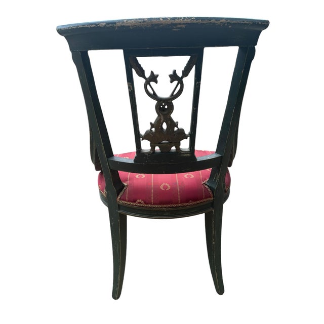 Textile 19th Century Venetian Hand Carved Empire Chair Italy For Sale - Image 7 of 12