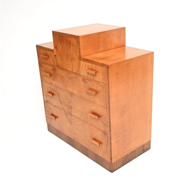 Art Deco Satin Birch and Walnut Chest of Drawers, 1930s For Sale - Image 6 of 12