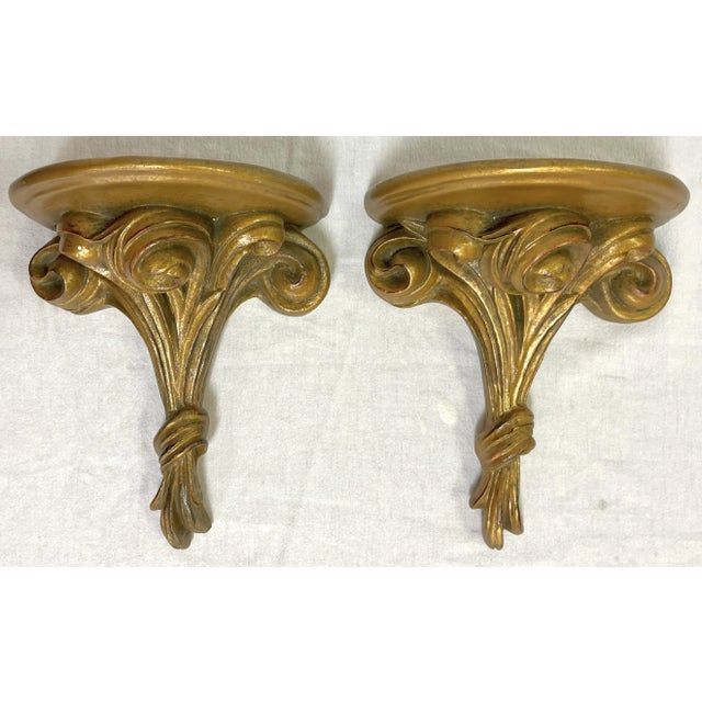 Mid 20th Century Rose Bouquet Wood Wall Brackets- a Pair For Sale - Image 4 of 12
