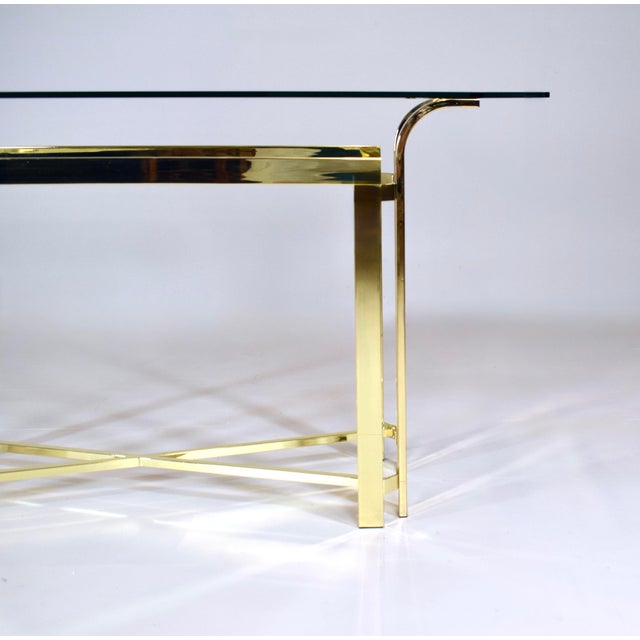 Metal 1970's Brass & Glass Console Table, Milo Baughman Attr: Dia For Sale - Image 7 of 13