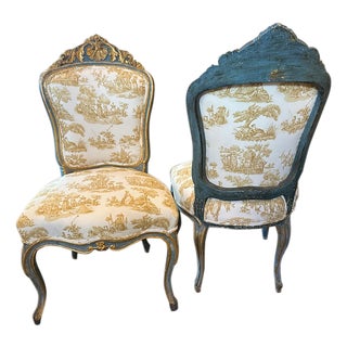Toile 18th Century Louis XV Period Chairs For Sale