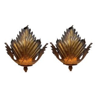 Antiques Sunbusrt Flush Sconces, 1890s, Set of 2 For Sale