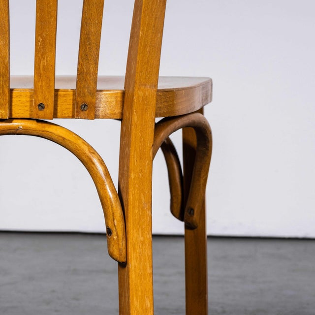 Luterma Honey Oak Bentwood Flat Seat Dining Chairs, 1950s, Set of 4 For Sale - Image 11 of 12