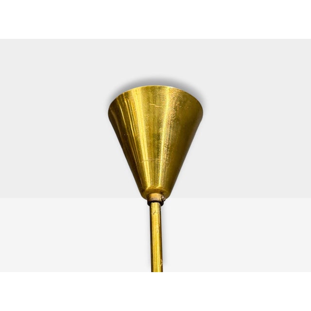 1950s Mid-Century Modern German Modern, Five-Light Chandelier, Brass, Metal, Glass For Sale - Image 13 of 13