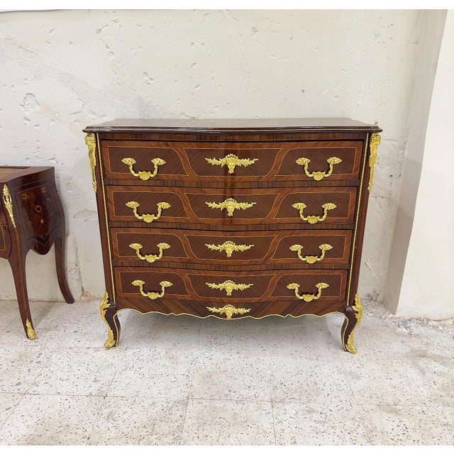 In love with the design and details. Magnificent French marquetry commode Louis XVI style. Stunning French commode. Has a...