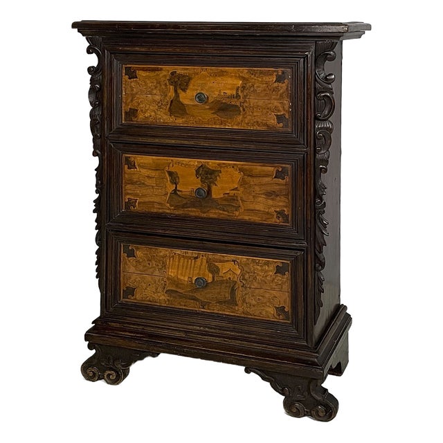 Italian Bergamo Bedside Table, 1800s For Sale
