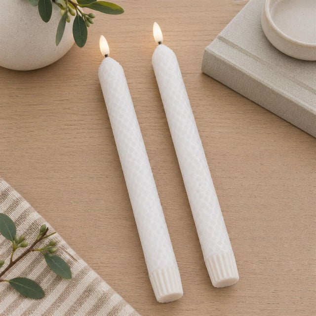 Modern FIA WickWhite Textured Taper Candle (Set of 2) For Sale - Image 3 of 4