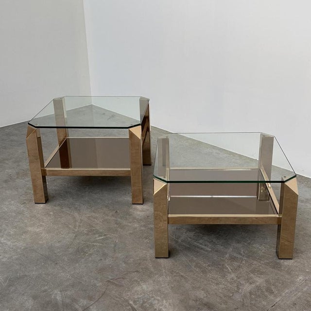 Brass and Glass Coffee Tables from Belgo Chrom, Belgium, 1970s, Set of 2 For Sale - Image 11 of 11