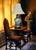 Mid Century Chinese Blue and White Hand Painted Floral Porcelain Table Lamp on Ming Style Rosewood Stand For Sale - Image 12 of 13