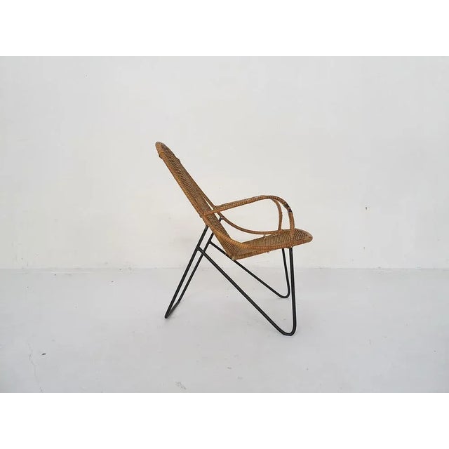 1950s Rattan and Metal Children's Chair, 1950s For Sale - Image 5 of 12