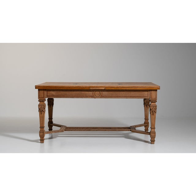 19th Century France Rich Walnut Brown Extending Walnut Trestle Table For Sale - Image 9 of 11