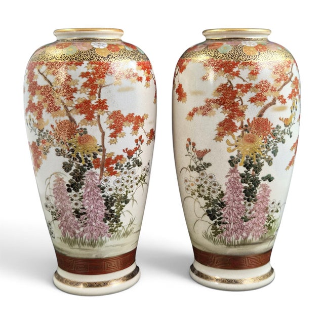 Large Late Meiji Satsuma Vases by Maruni, Set of 2 For Sale - Image 16 of 16