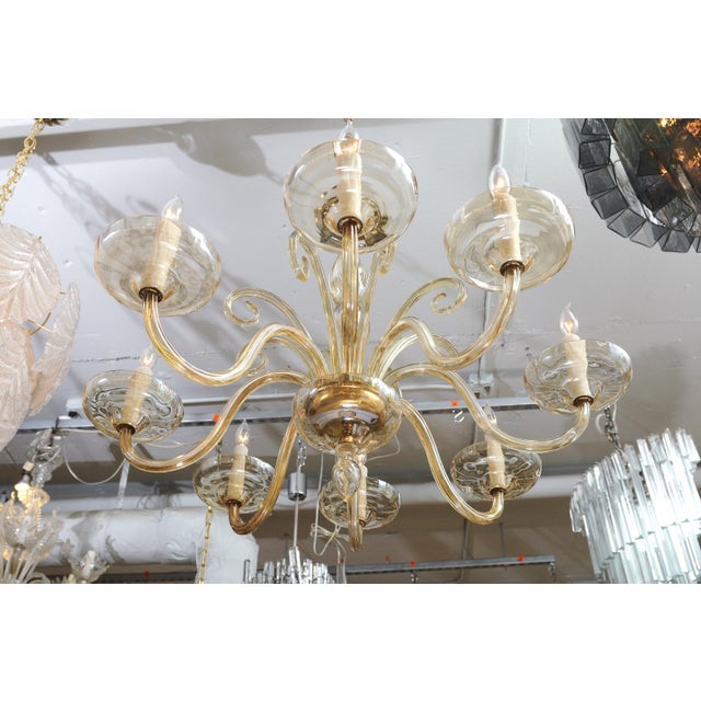 Mid-Century Modern 1960s Stunning 8-Light Venetian Glass Chandelier, Italy For Sale - Image 3 of 14