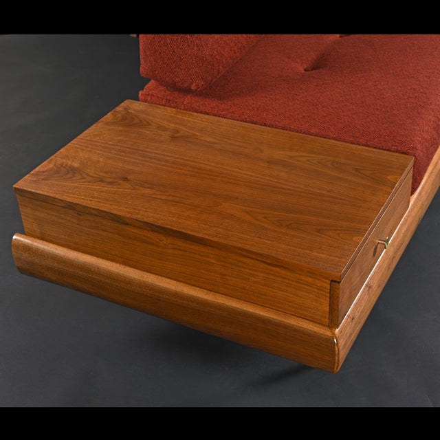 Adrian Pearsall Adrian Pearsall 1709-S Style Platform Sofa With Floating Walnut End Tables For Sale - Image 4 of 15