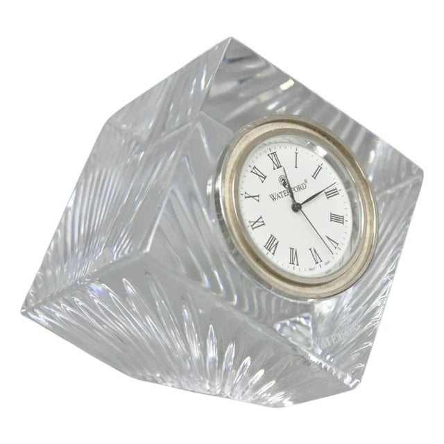 Vintage Waterford Crystal Glass Diamond Shaped Meridian Small Desk Clock For Sale