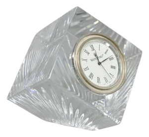 Vintage Waterford Crystal Glass Diamond Shaped Meridian Small Desk Clock