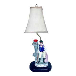 Vintage Staffordshire Style "Young Tom Morris" Golf Spill Vase Table Lamp For Sale