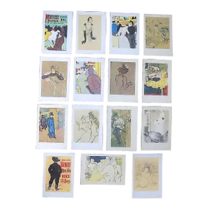 Vintage Diminutive Toulouse Lautrec Moulin Rouge Lithographs - Set of 15