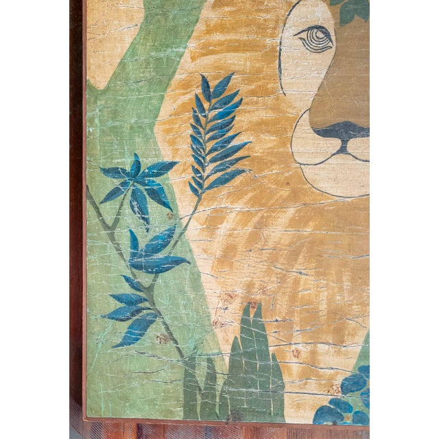 Mid-Century Modern Painting of a Lion on Masonite, Signed Caywood For Sale In New York - Image 6 of 12