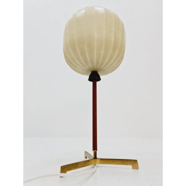 Mid-Century Cocoon Teak and Brass Table Lamp from Vereinigte Werkstätten Munich, 1960s For Sale - Image 12 of 12