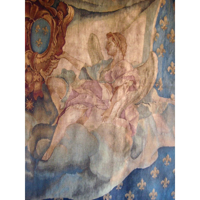 French Beauvais Tapestry Coat of Arm of the Kings of France 19 Century For Sale - Image 6 of 15
