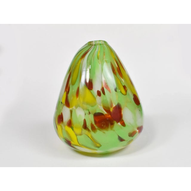 Vintage Small Green Hand Blown Glass Bud Vase For Sale - Image 4 of 6