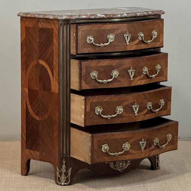 19th Century French Louis XIV Style Marquetry Marble Top Commode For Sale - Image 15 of 18