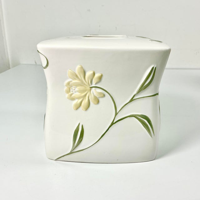 Art Nouveau 2019 Contemporary Art Nouveau Boho Chic Croscill Penelope Ceramic Tissue Box Cover. For Sale - Image 3 of 10