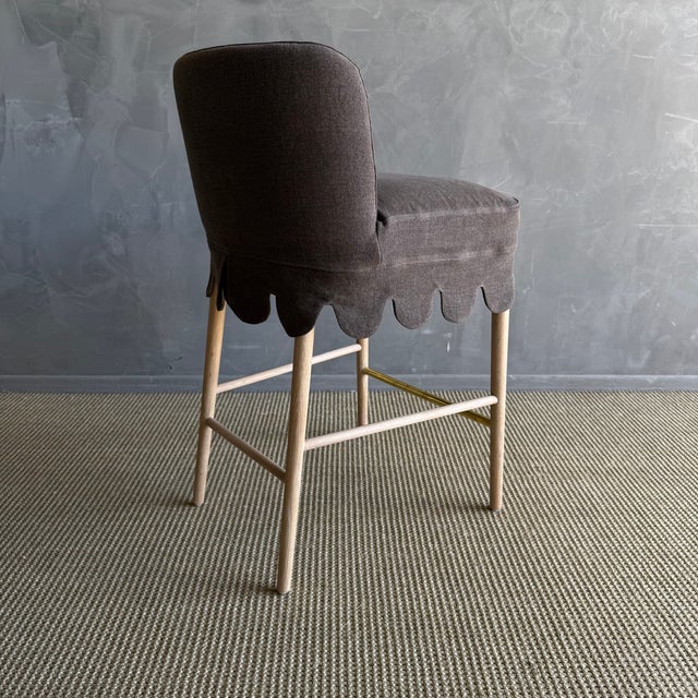 Kate Slip Covered Counter Stool -Cafe Noir For Sale In Los Angeles - Image 6 of 8