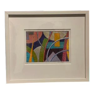 Abstract Geometric Colorful Gouache Framed Drawing by William Conger
