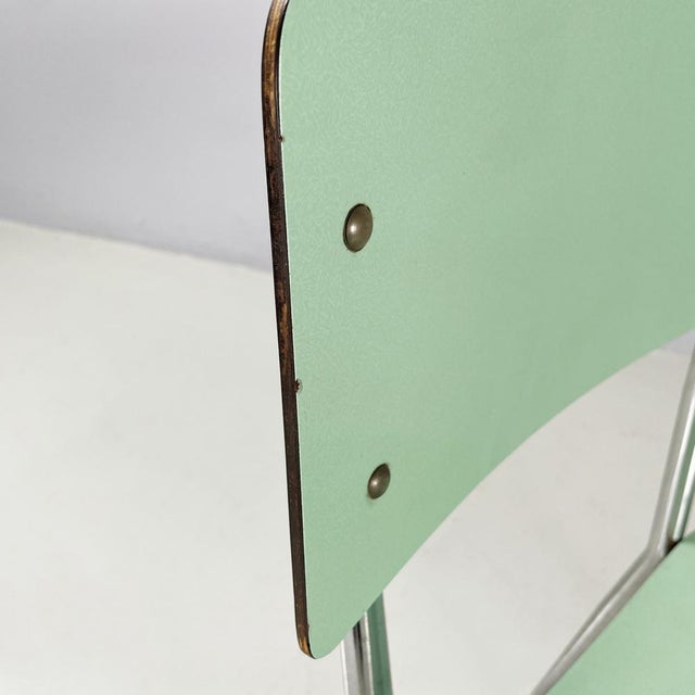 Metal Mid-Century Italian Modern Chairs in Aqua Green Formica and Metal, 1960s, Set of 4 For Sale - Image 7 of 18