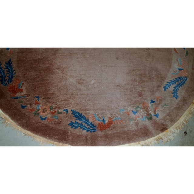 Burgundy 1910s, Handmade Antique Chinese Art Deco Rug 5.1' X 8.3' For Sale - Image 8 of 9