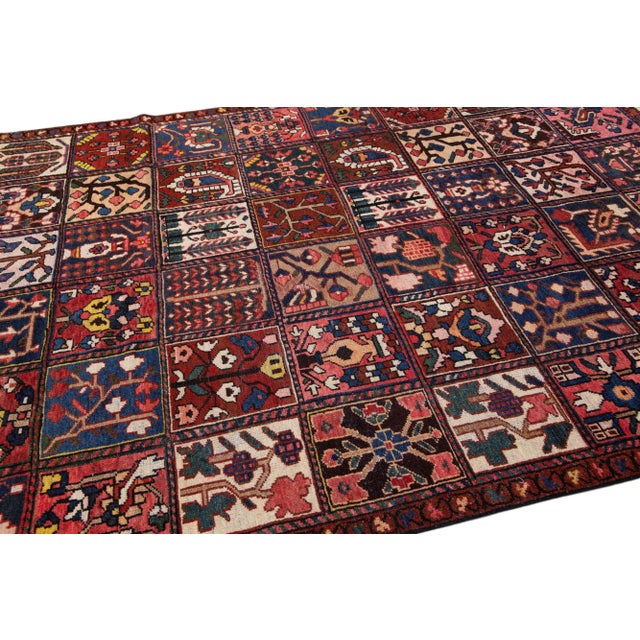 Antique Persian Bakhtiari Multicolor Handmade Wool Rug With Allover Pattern For Sale - Image 4 of 7