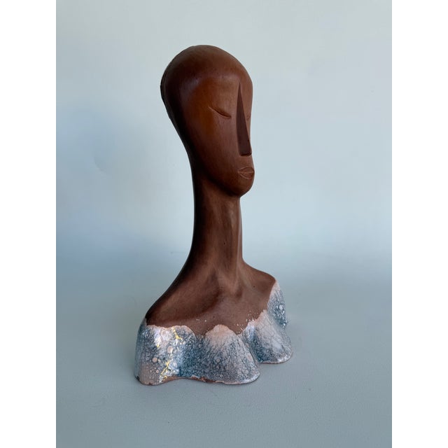 Midcentury Studio Pottery Bust of a Woman For Sale In Miami - Image 6 of 8