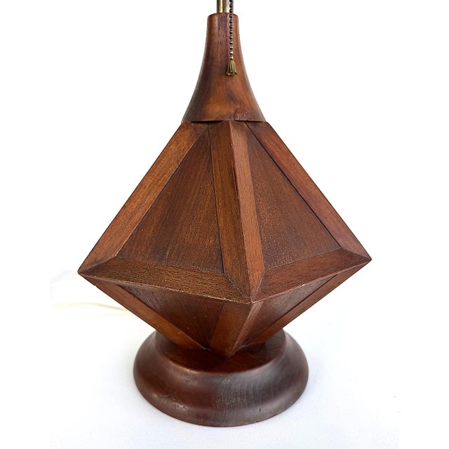 Mid 20th Century Mid 20th Century Mid-Century Modern Wooden Modernist Table Lamps, Pair For Sale - Image 5 of 10