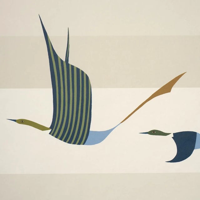 Schumacher Schumacher x Peg Norriss Flying West Wallpaper In Blue For Sale - Image 4 of 6