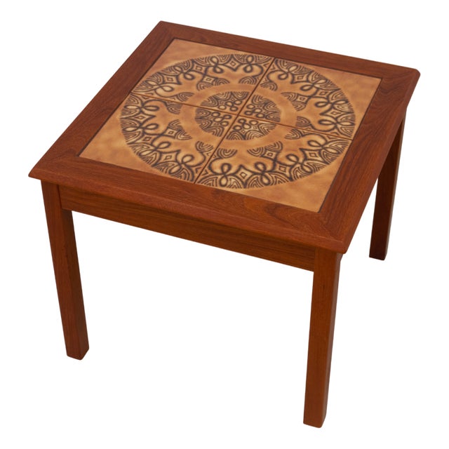 Danish Teak and Tile Side Table, 1960s For Sale