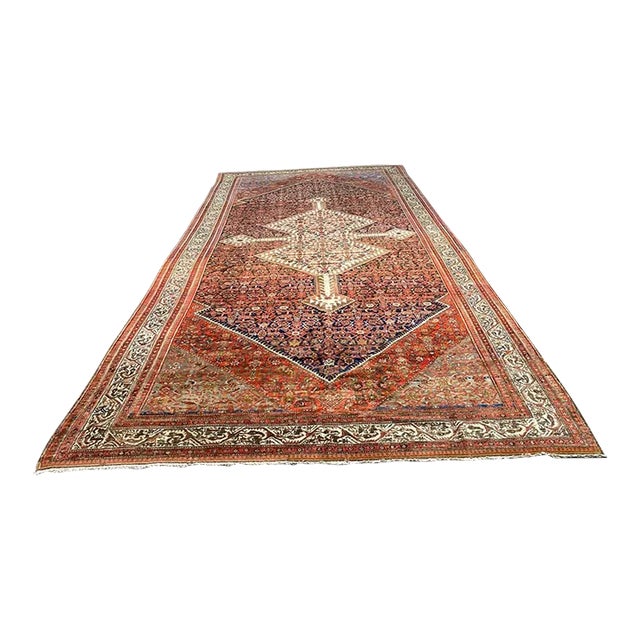1910s Antique Persian Malayer Area Rug 10'0" X 20'0" For Sale